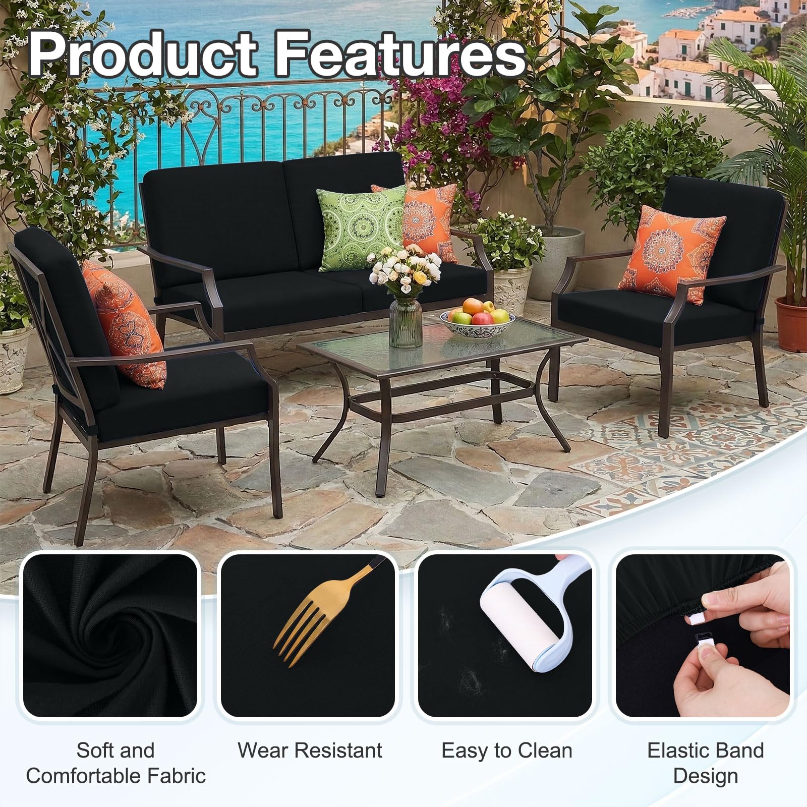 hyha sillón de terraza con funda instalada, mejora estética y protección