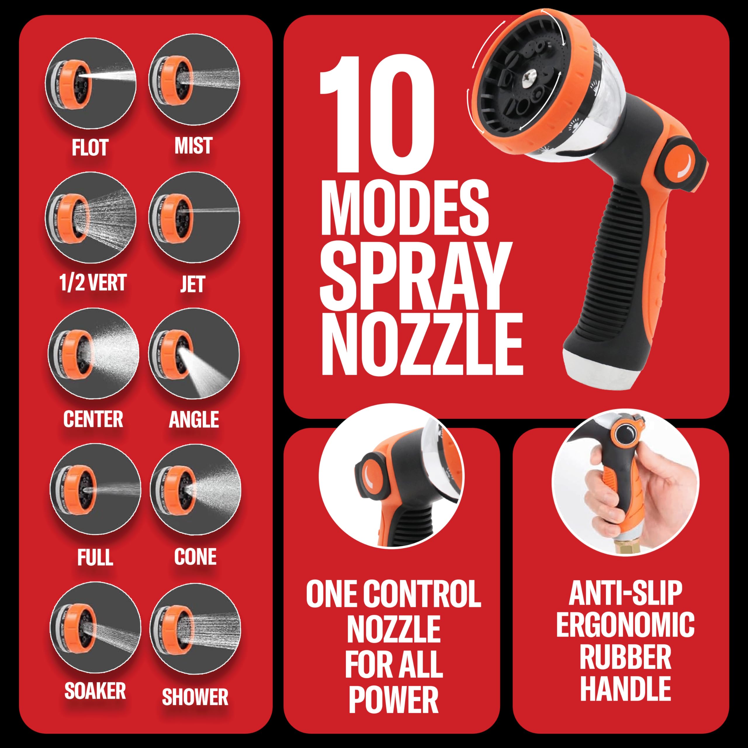 HYPER HOSE boquilla de zinc 10 modos para riego versátil