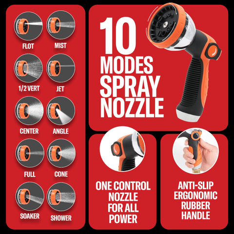 HYPER HOSE boquilla de zinc 10 modos para riego versátil