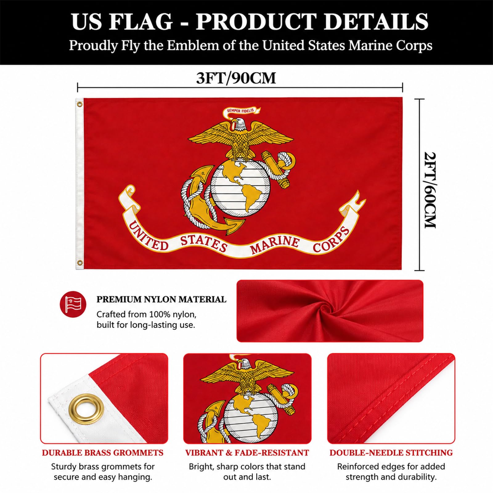 Hypoth bandera plegada en bolsa OPP lista para envío y protección