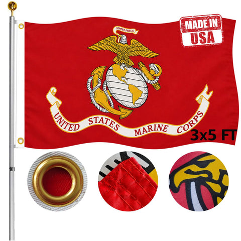 Hypoth bandera USMC frente visible con colores nítidos y duraderos