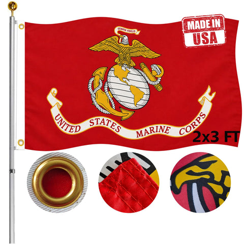 Hypoth bandera USMC frente con colores vivos y durabilidad