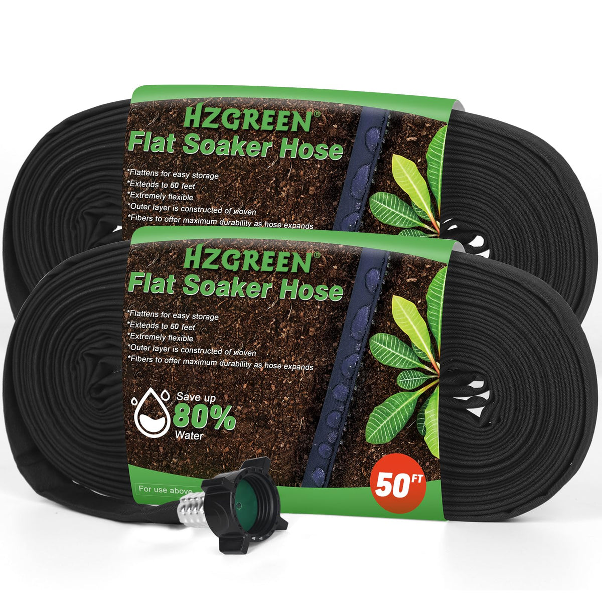 HZGREEN frente del paquete mostrando las dos mangueras y beneficios