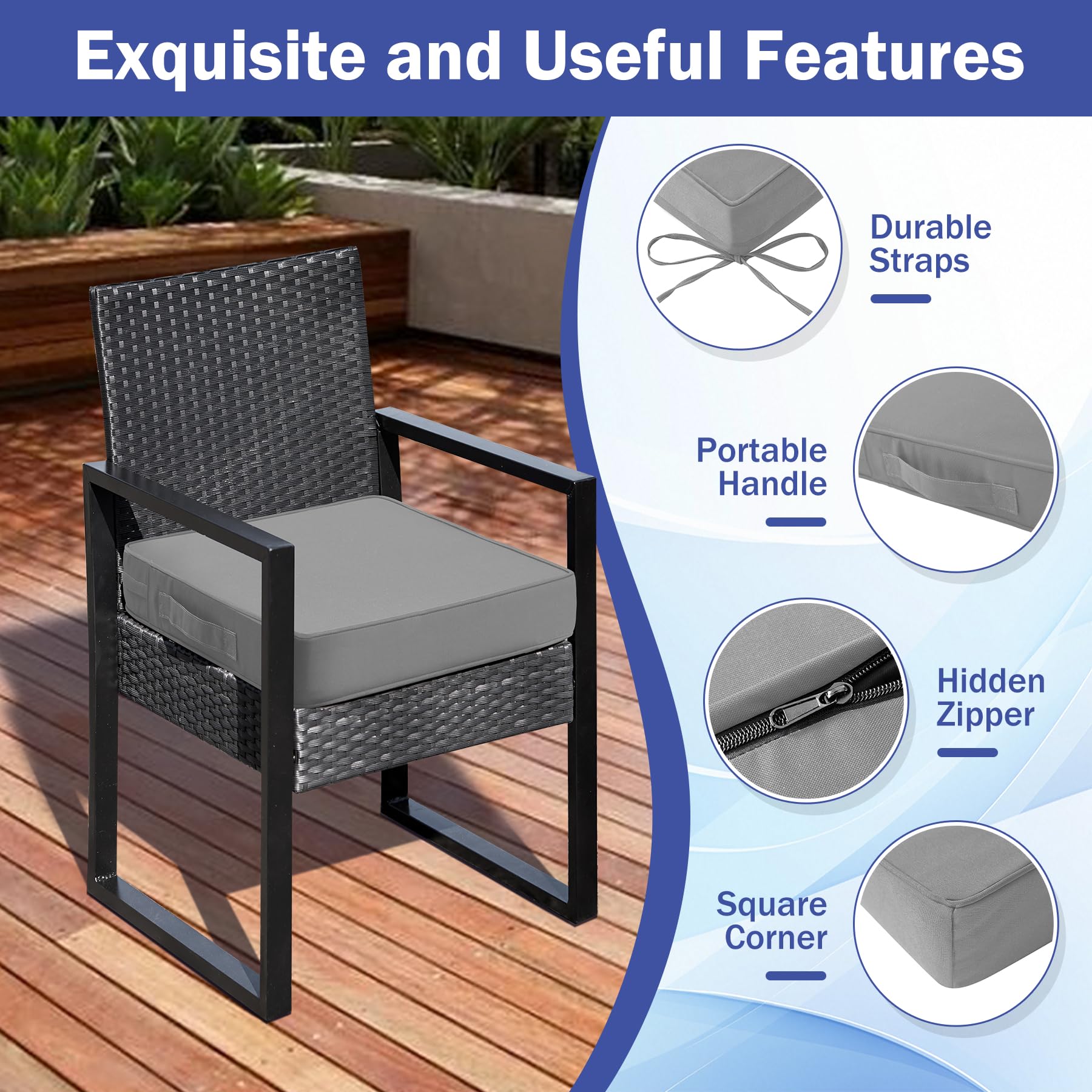 IASEAHK cojines instalados en silla de patio mejorando confort