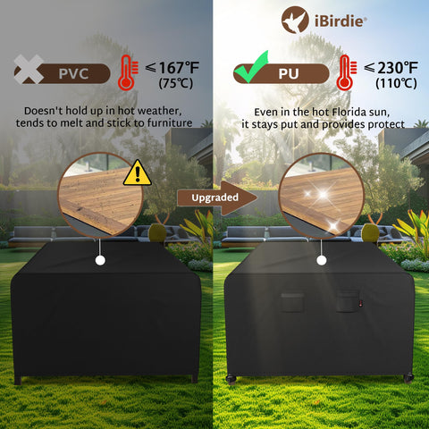 iBirdie mesa de patio cubierta en jardín, protección contra clima