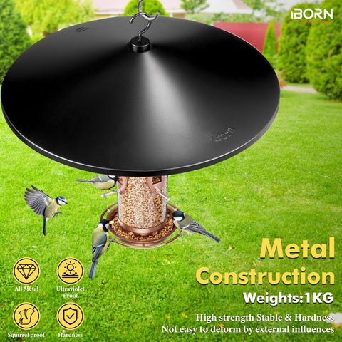 iBorn instalado sobre poste protegiendo comedero de aves