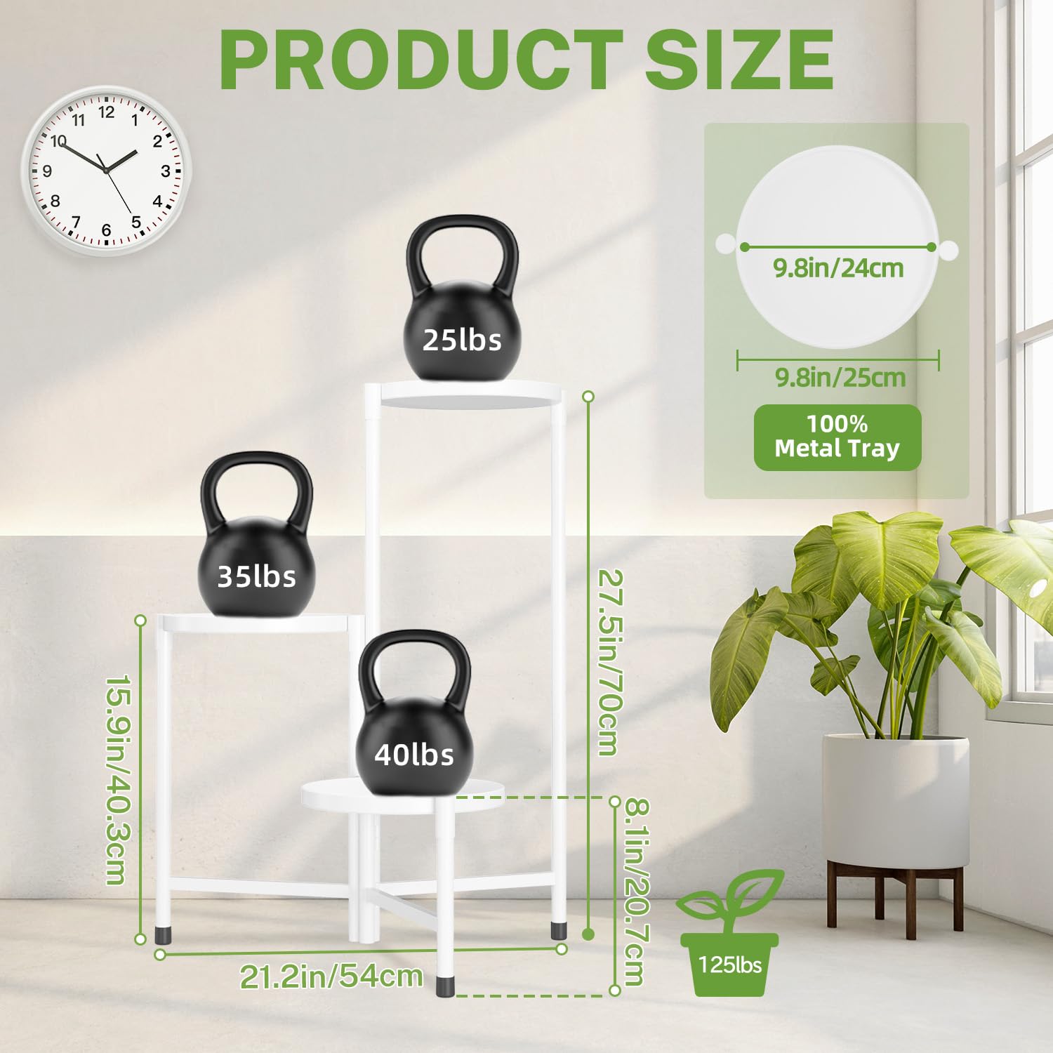 iDavosic.ly primer plano de bandeja 10 in, soporte estable para macetas