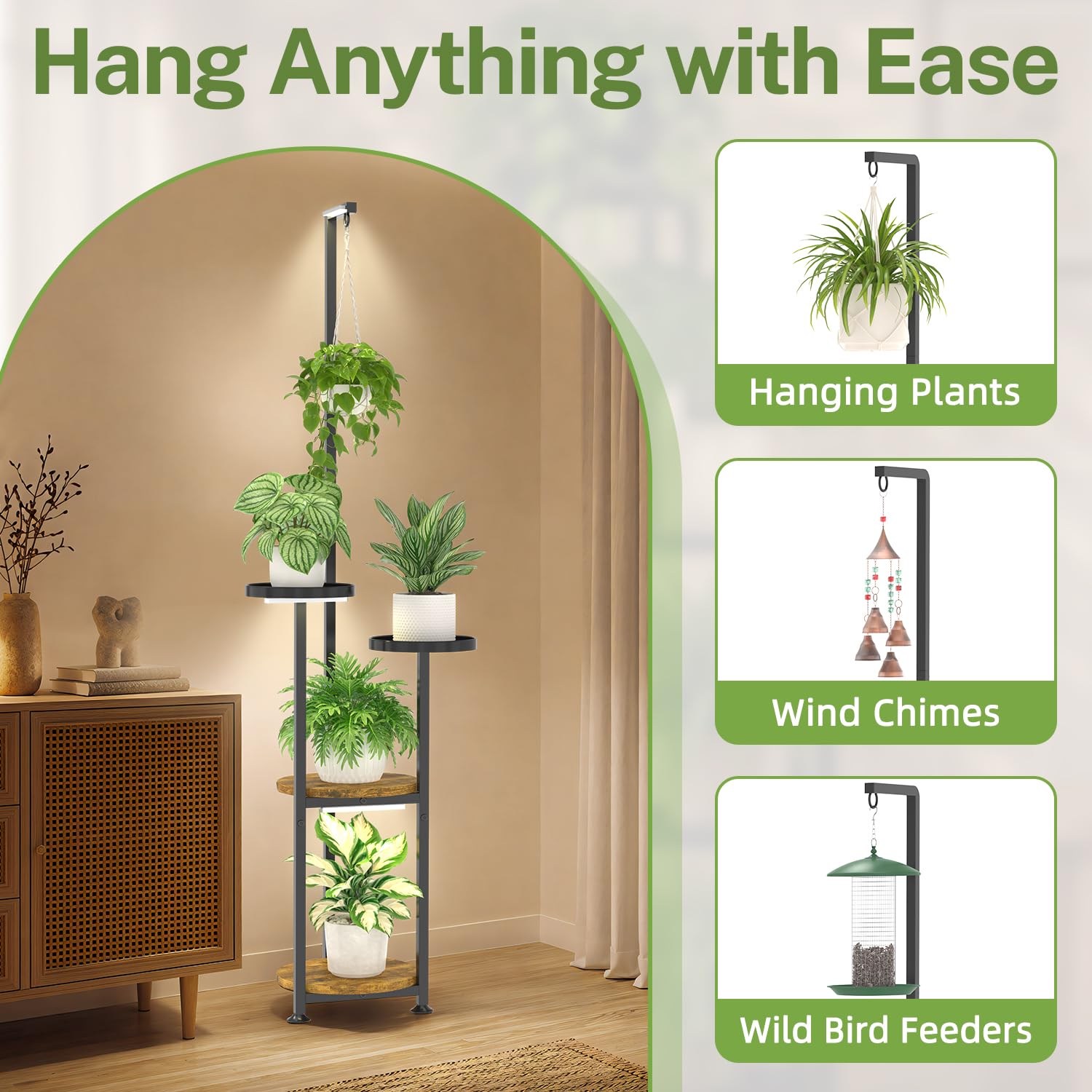 iDavosic.ly luz integrada iluminando plantas en interior para crecimiento complementario