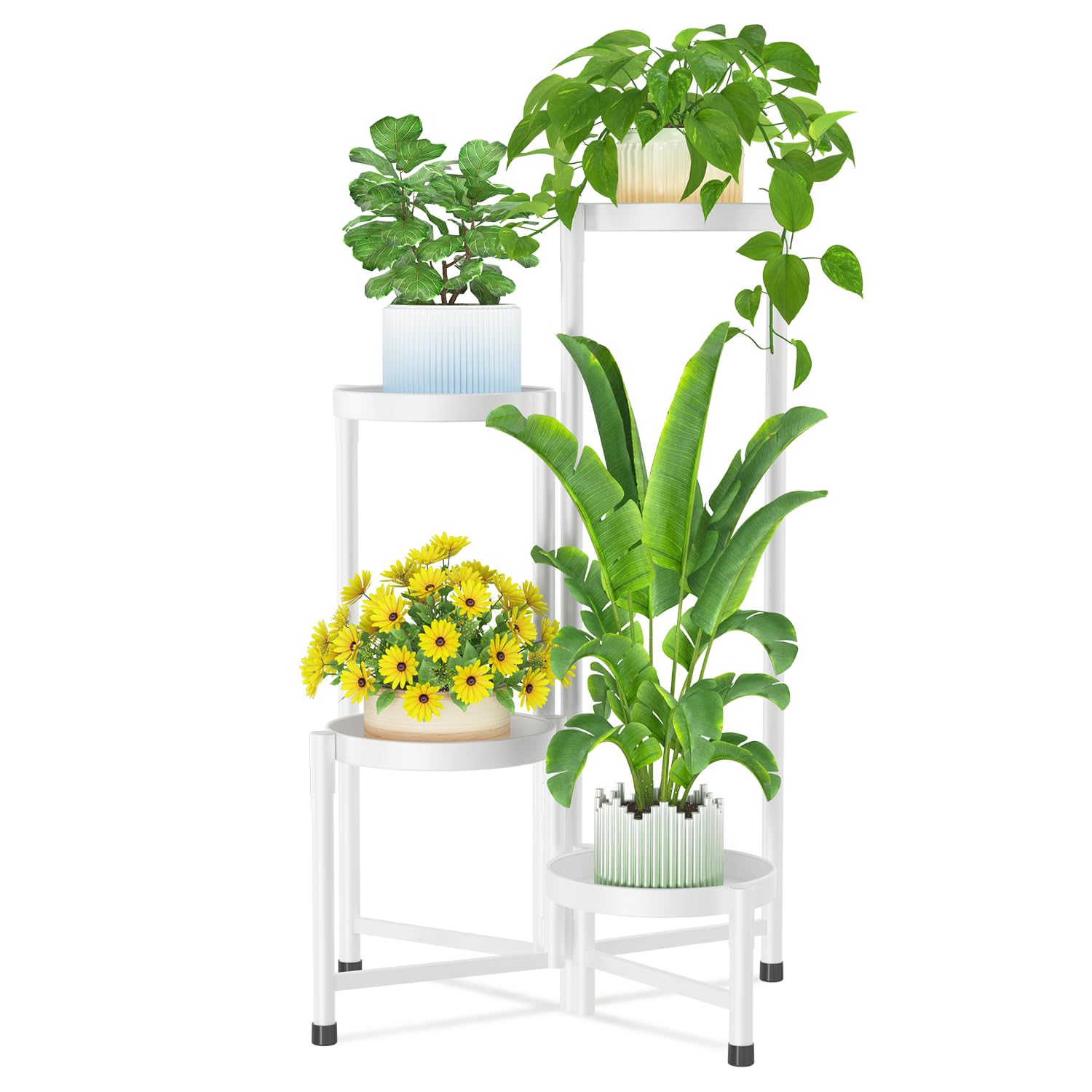 iDavosic.ly vista frontal esquinero blanco, organiza plantas eficientemente