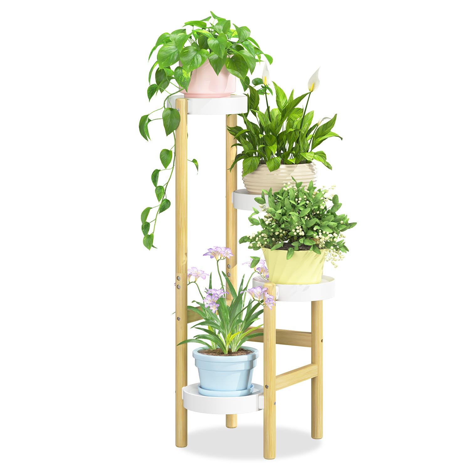 iDavosic.ly vista frontal del soporte de plantas mostrando orden y ahorro de espacio
