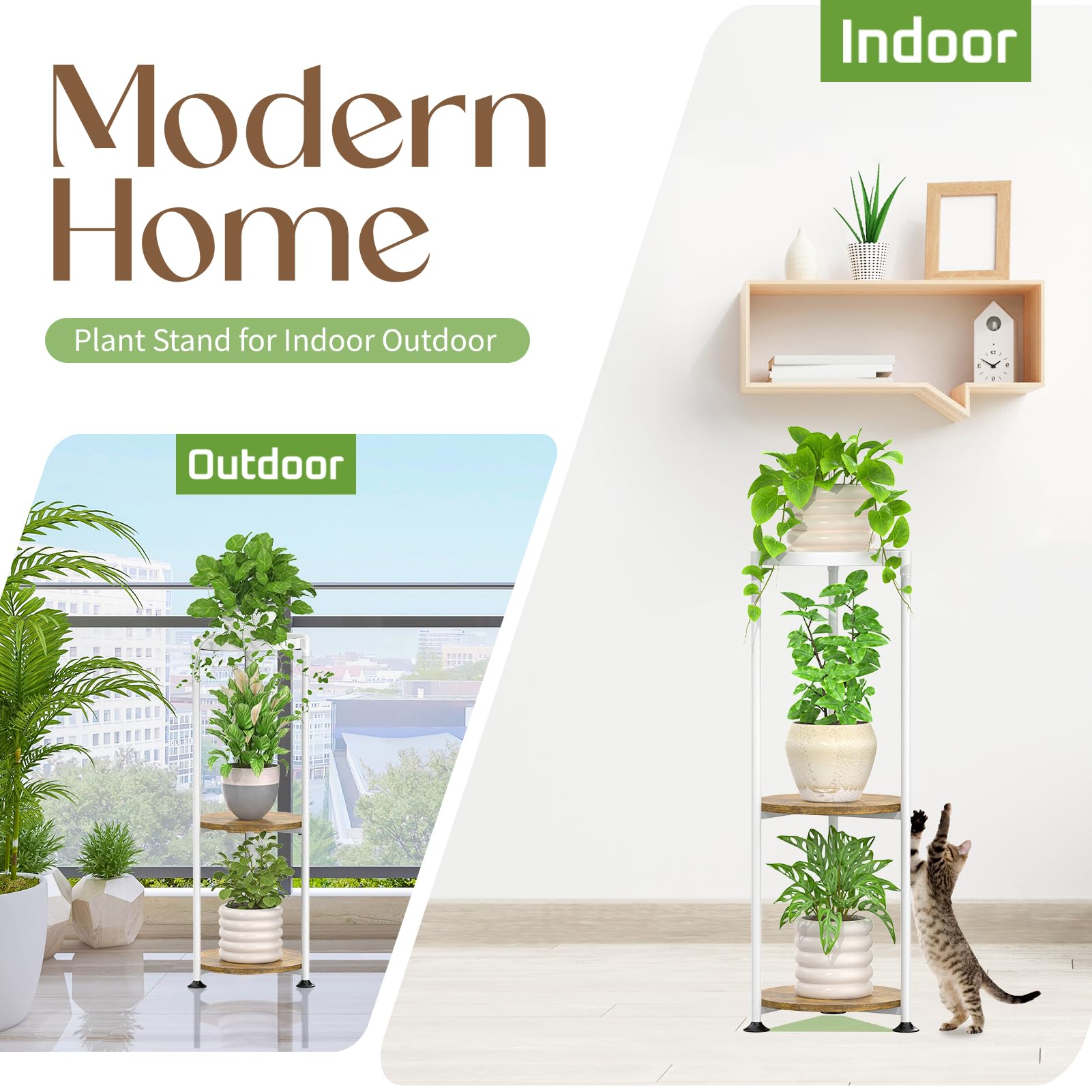 iDavosic.ly soporte con plantas en un salón demostrando ahorro de espacio y estilo