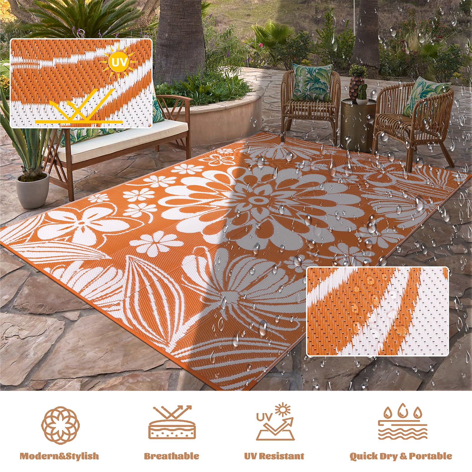 Ileading alfombra colocada en porche mejora comodidad exterior