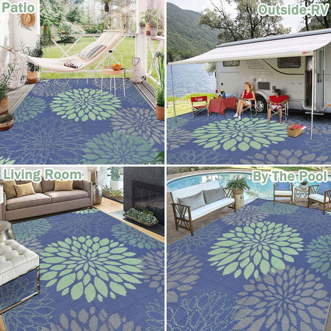 Ileading alfombra en uso en patio con muebles para una terraza acogedora