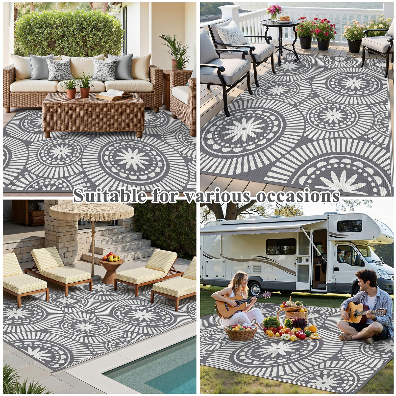 Ileading alfombra fijada con estaca en césped para estabilidad en viento