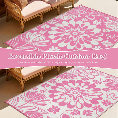 Ileading alfombra reversible mostrando dos patrones, versatilidad estética