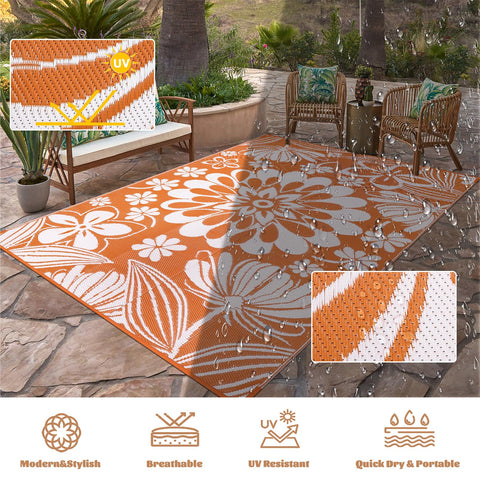 Ileading alfombra puesta en terraza aportando color y protección del suelo