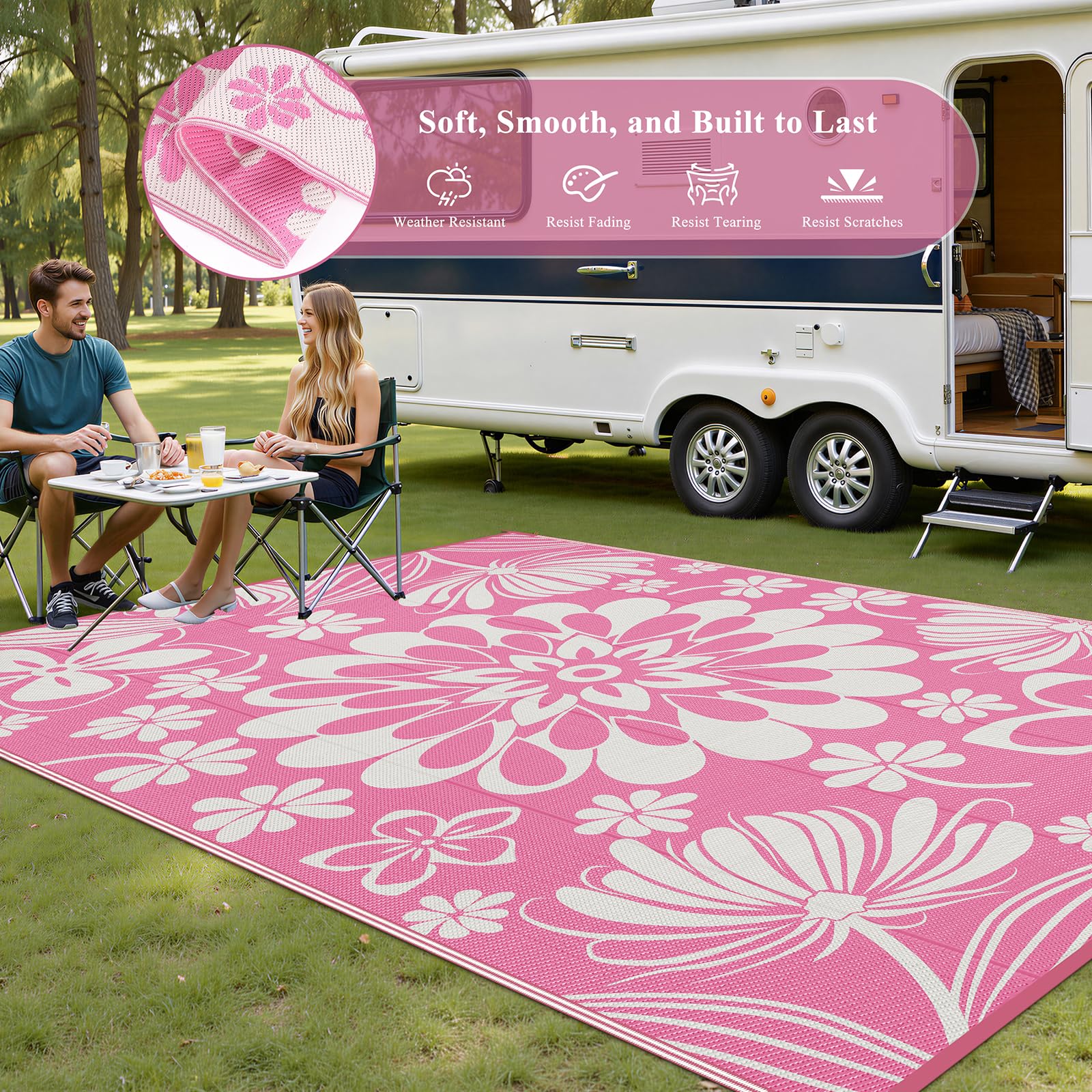 Ileading alfombra colocada en porche, crea zona acogedora exterior