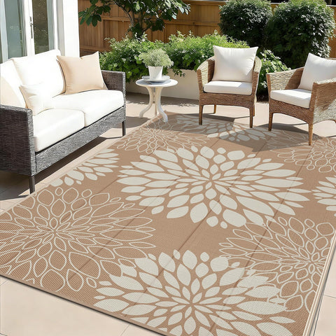 Ileading vista frontal de la alfombra 6x9 mostrando patrón floral y borde resistente