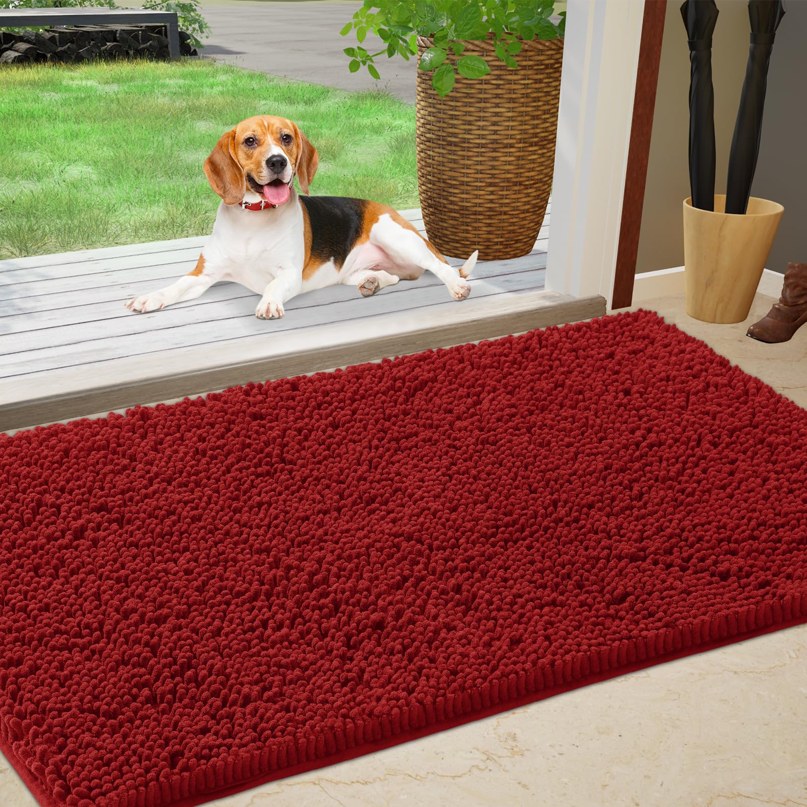 IM HOME felpudo chenille frontal mostrando superficie absorbente