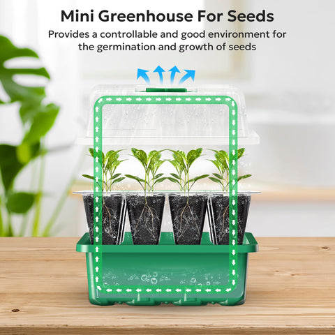 MIXC Bandejas germinación 10 unidades 120 celdas con domos de humedad y bases estancas