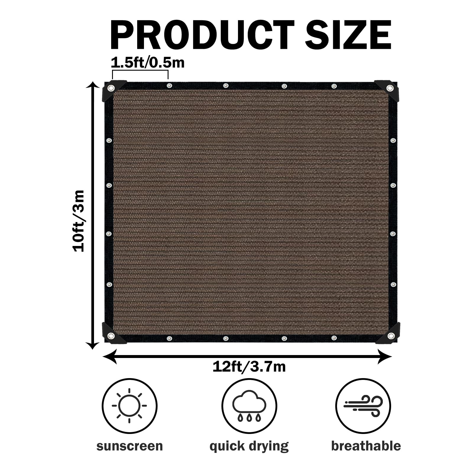 IMSGVIFO primer plano del tejido HDPE denso, durabilidad y ventilación