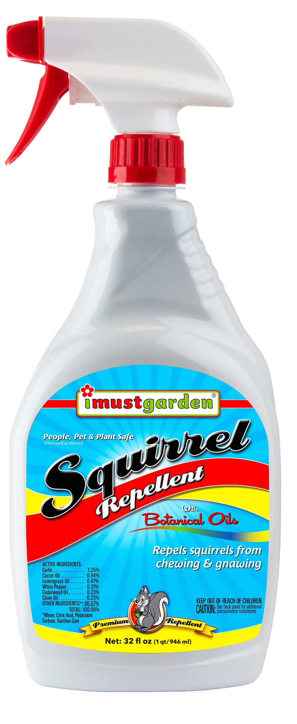 IMUSTGARDEN envase frontal 32oz mostrando la etiqueta y cobertura