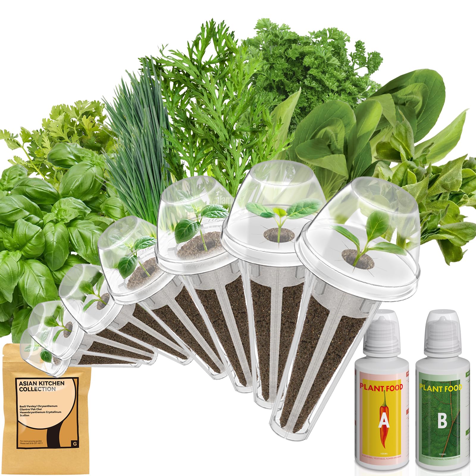 inbloom frontal del empaque del kit mostrando pods y nutrientes