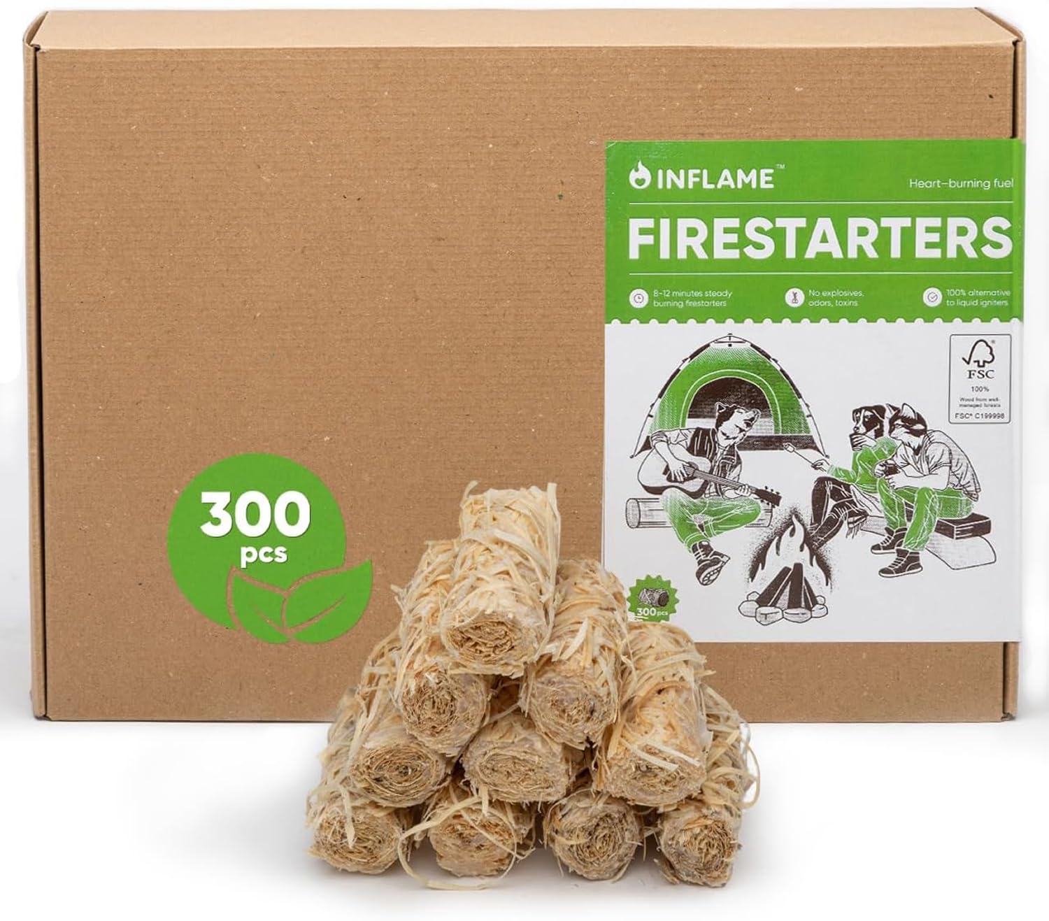 Inflame caja frontal mostrando 300 pastillas, solución fiable