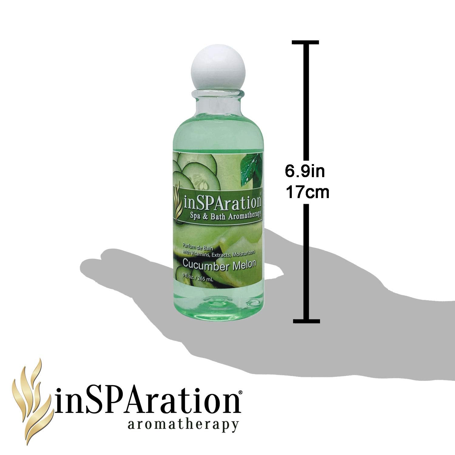InSPAration botella 9 oz a escala para referencia de tamaño práctico