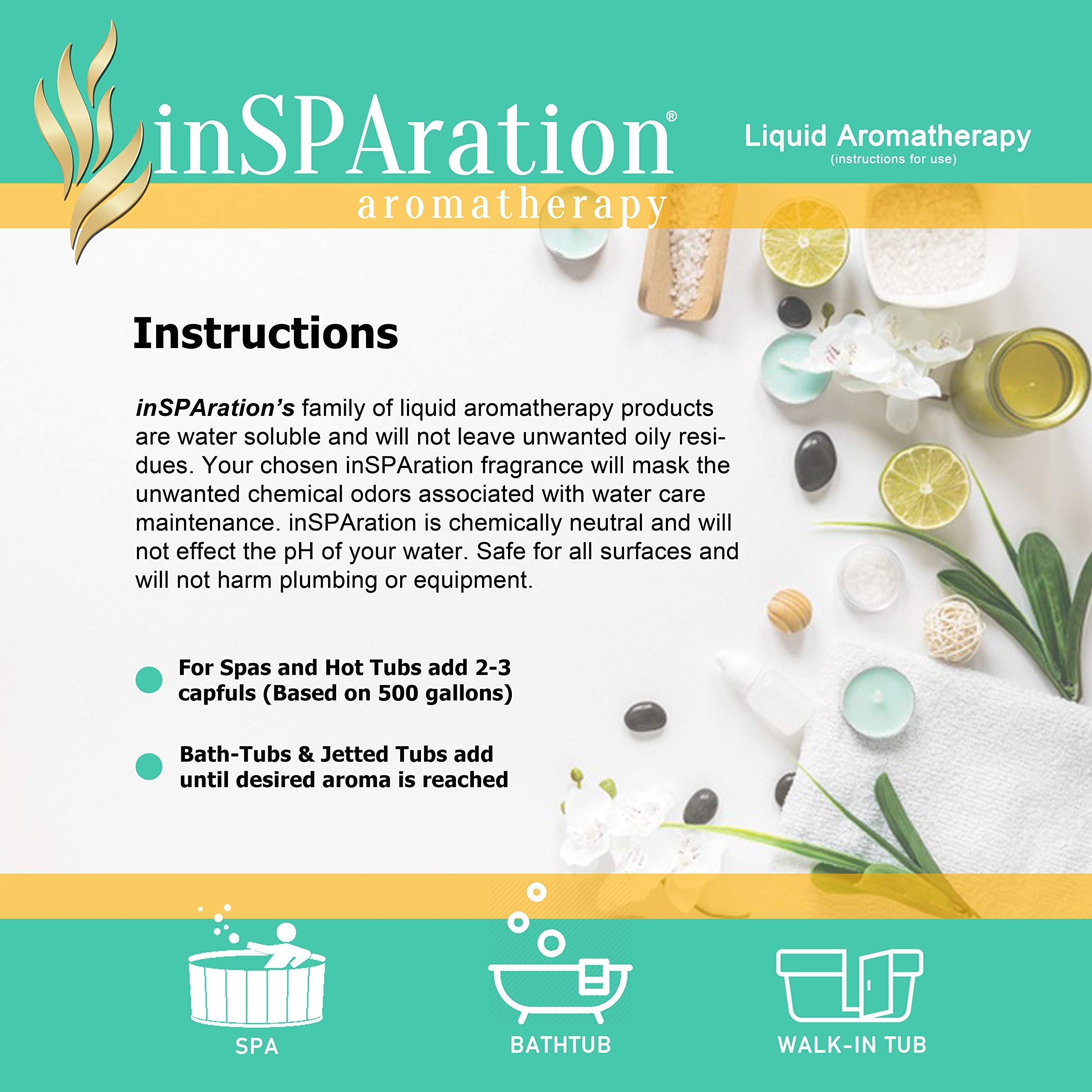 InSPAration etiqueta en primer plano indicando uso seguro en spa