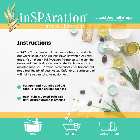 InSPAration etiqueta en primer plano indicando uso seguro en spa