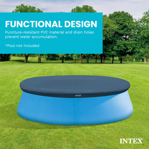 Intex cubierta comparada con objetos para mostrar escala y ajuste exacto