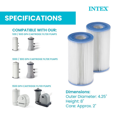 INTEX cartucho comparado en escala para verificar tamaño y compatibilidad