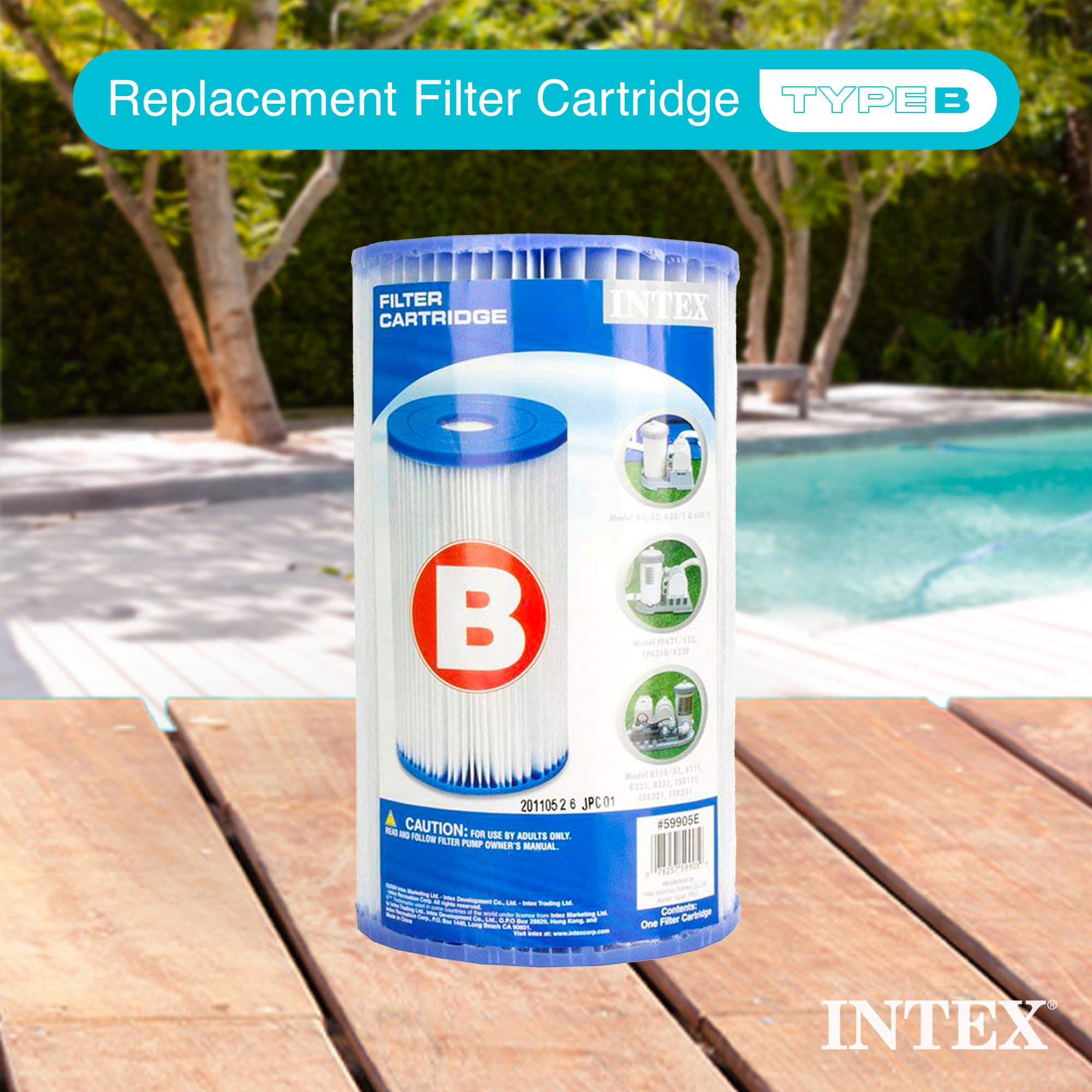 Intex cartucho con etiqueta y dimensiones visibles para identificación fácil