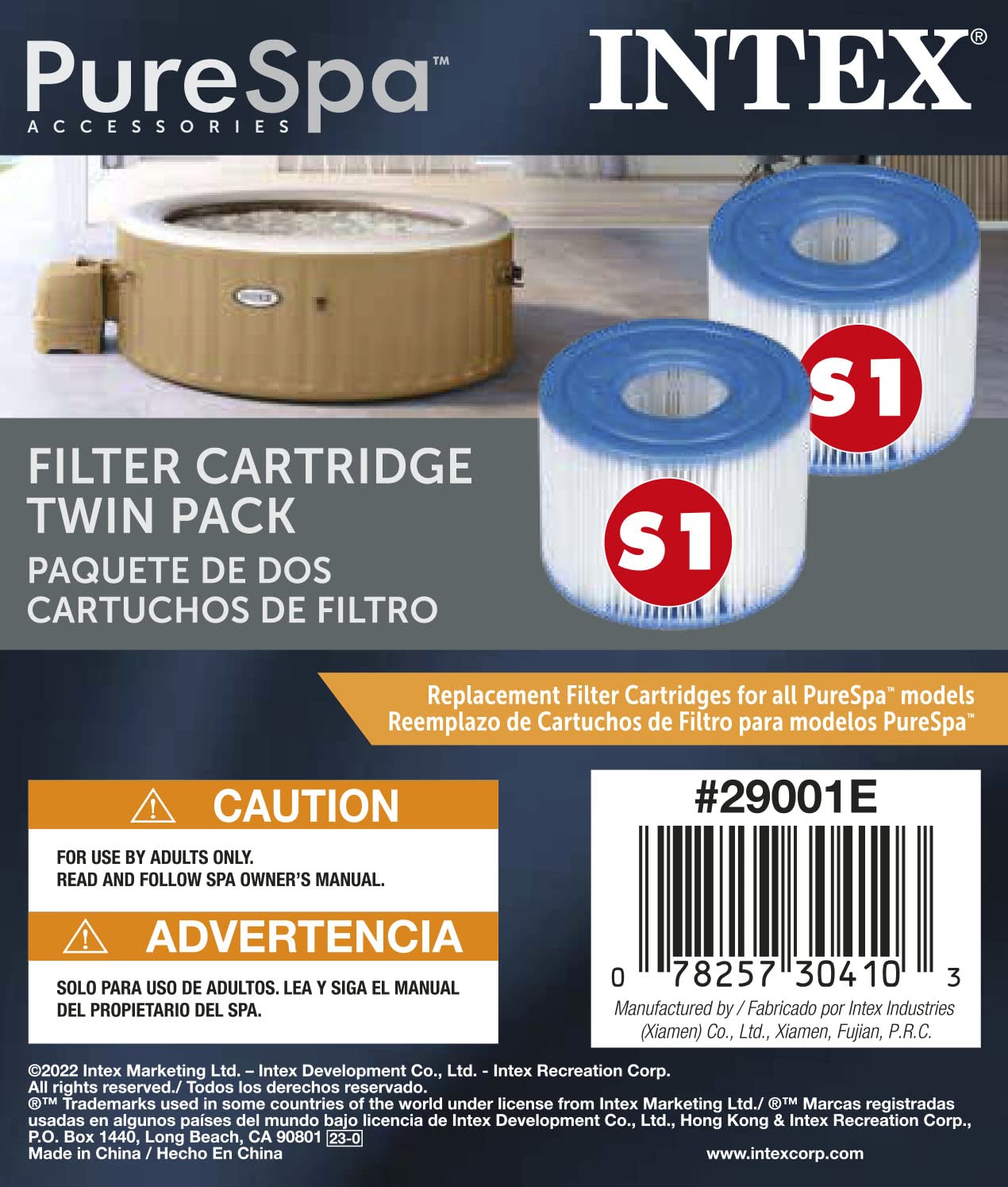Intex cartucho S1 comparación de tamaño en mano para referencia práctica