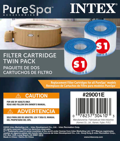 Intex cartucho S1 comparación de tamaño en mano para referencia práctica