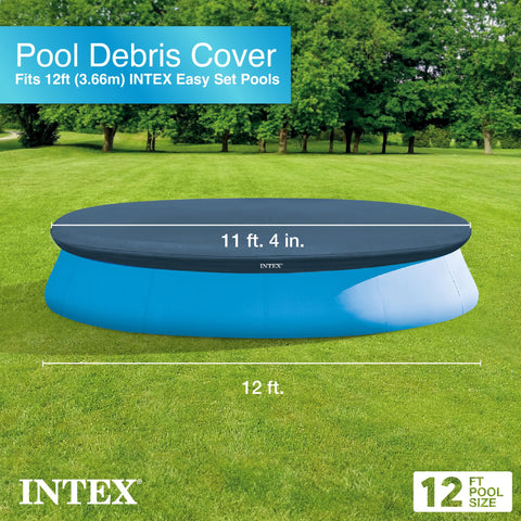 Intex cobertor en uso con familia mostrando protección contra hojas