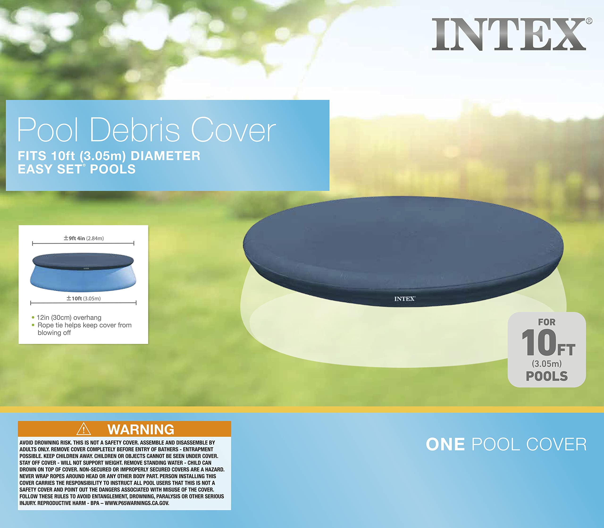 Intex comparación de tamaño 10ft mostrando ajuste y sobrevuelo seguro