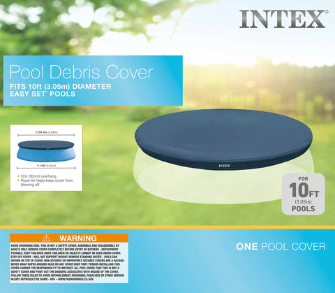 Intex comparación de tamaño 10ft mostrando ajuste y sobrevuelo seguro
