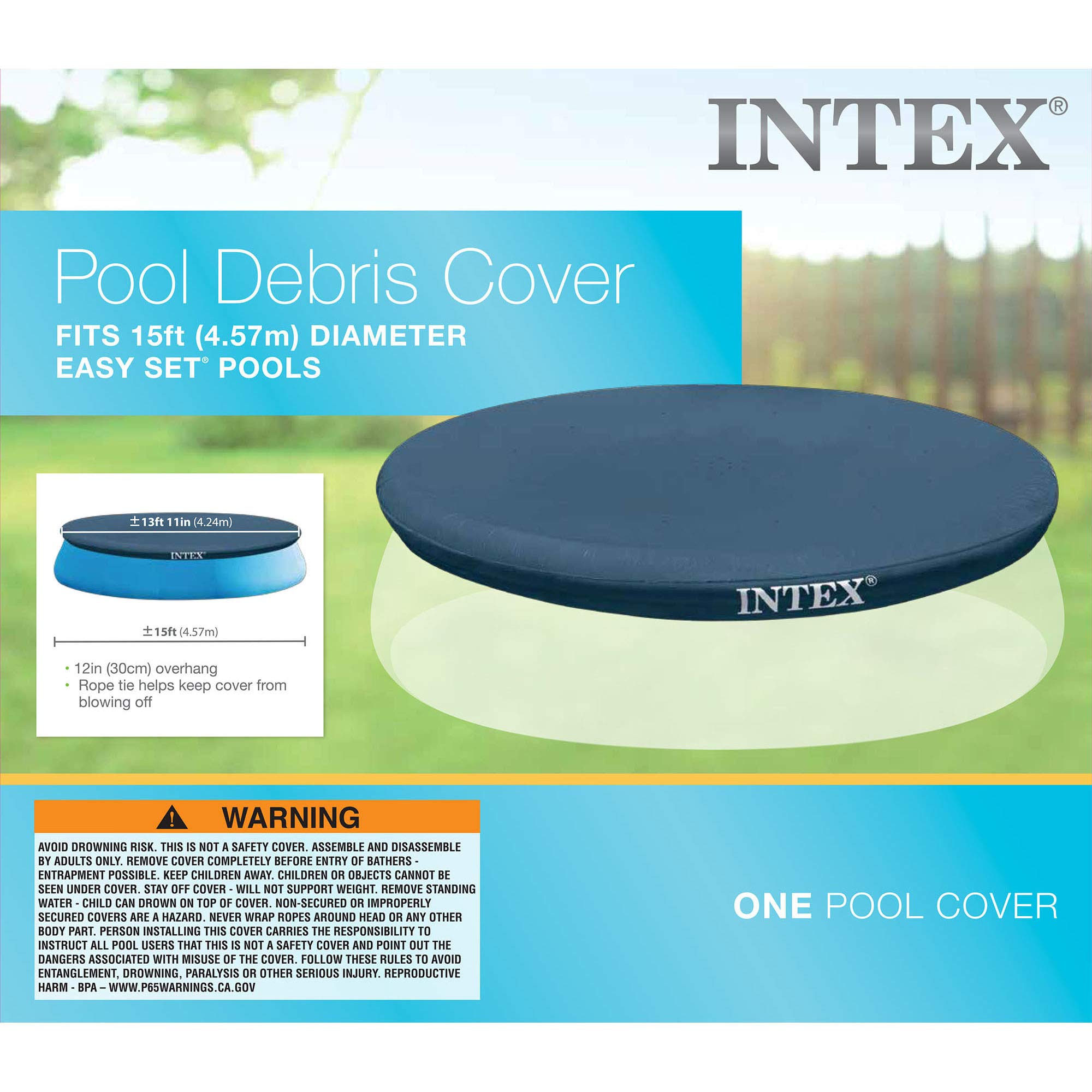 Intex etiqueta y dimensiones, ajuste ideal para piscina Easy Set 15ft