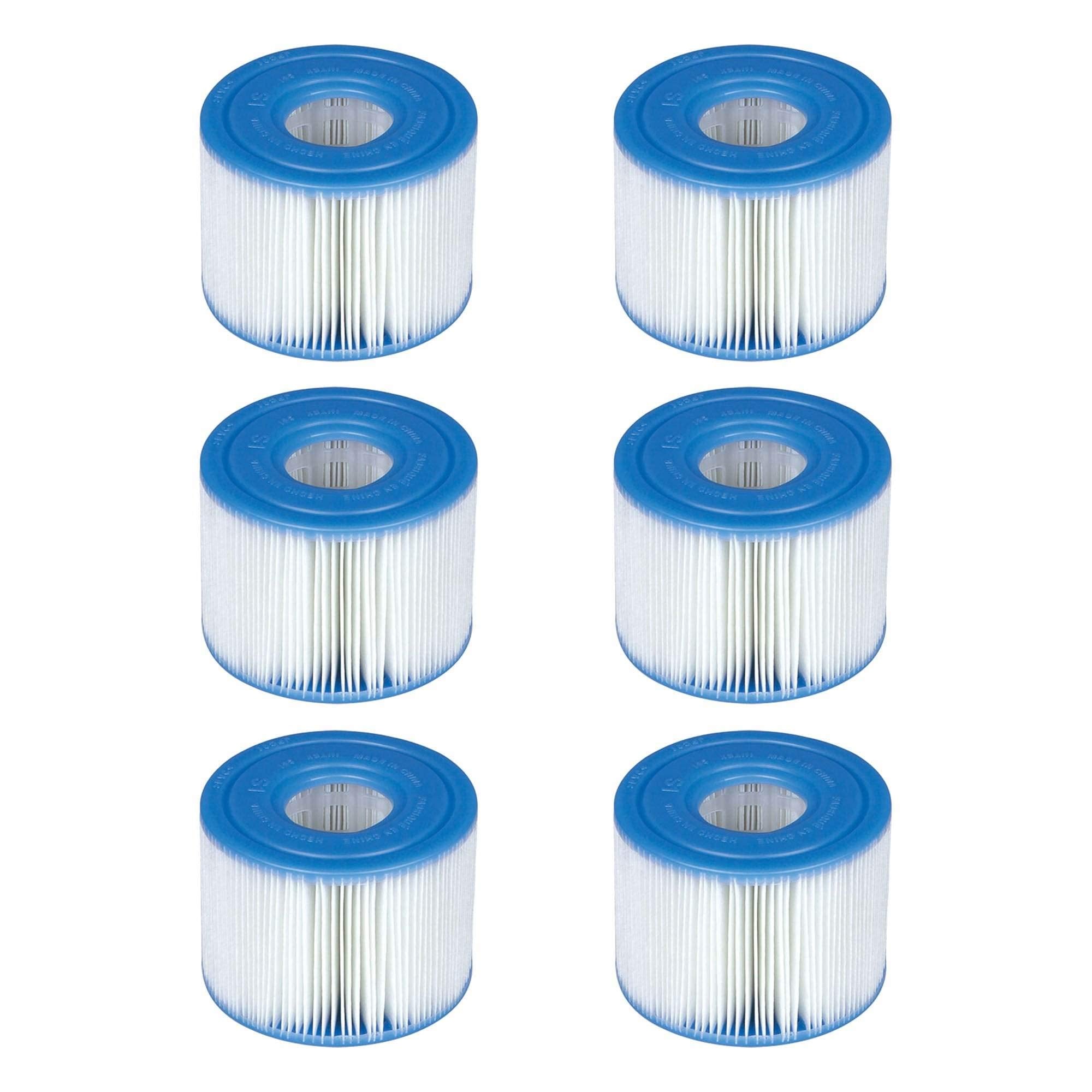Intex filtro pack frontal mostrando 6 cartuchos, reposición rápida