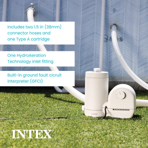 Salida de agua HydroAeration Intex mostrando circulación mejorada