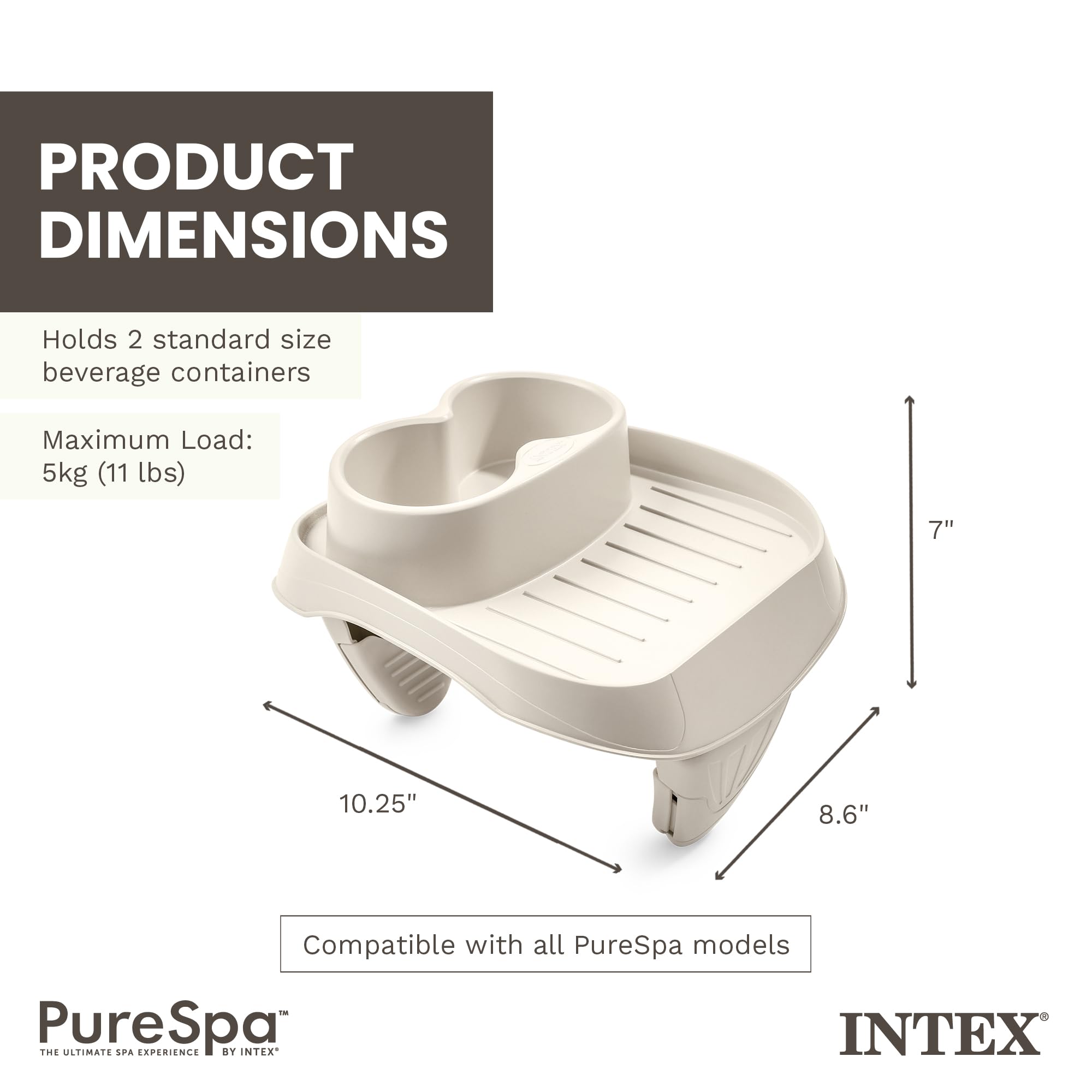 Intex portavasos en uso con dos bebidas manteniendo orden