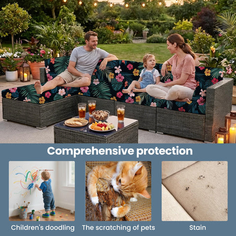 IntoBox ambiente de terraza con fundas protegiendo y embelleciendo el espacio