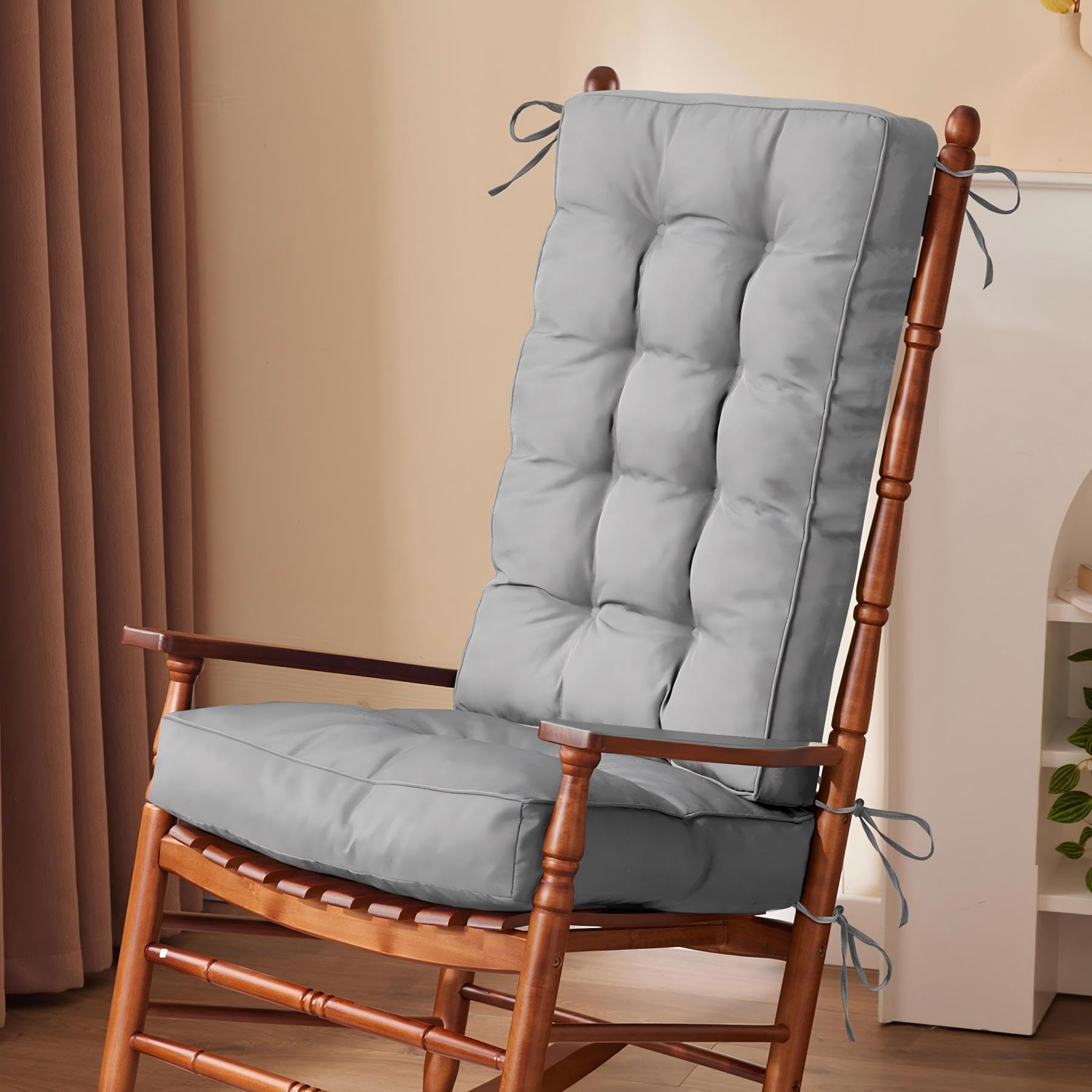IPYNBAP cojín mecedora frontal mostrando diseño gris claro y acabado elegante