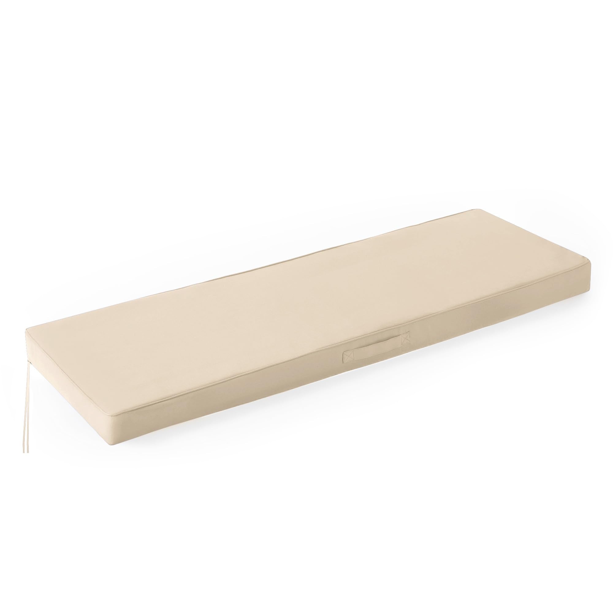 IPYNBAP cojín frontal en banco beige mostrando ajuste cómodo