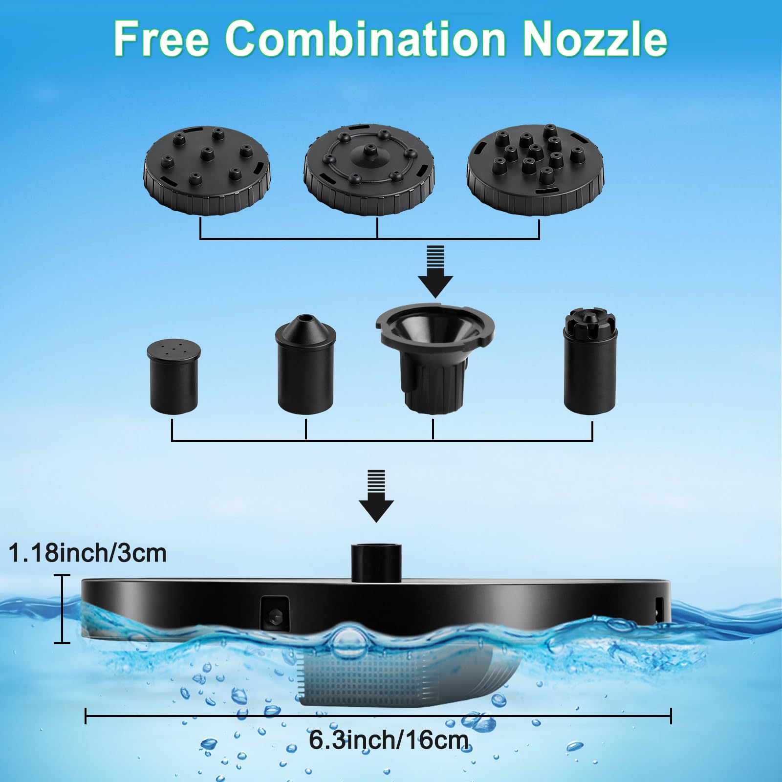 Jbobbju vista superior del surtidor mostrando patrón de agua decorativo