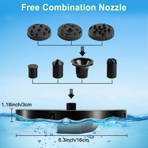 Jbobbju vista superior del surtidor mostrando patrón de agua decorativo