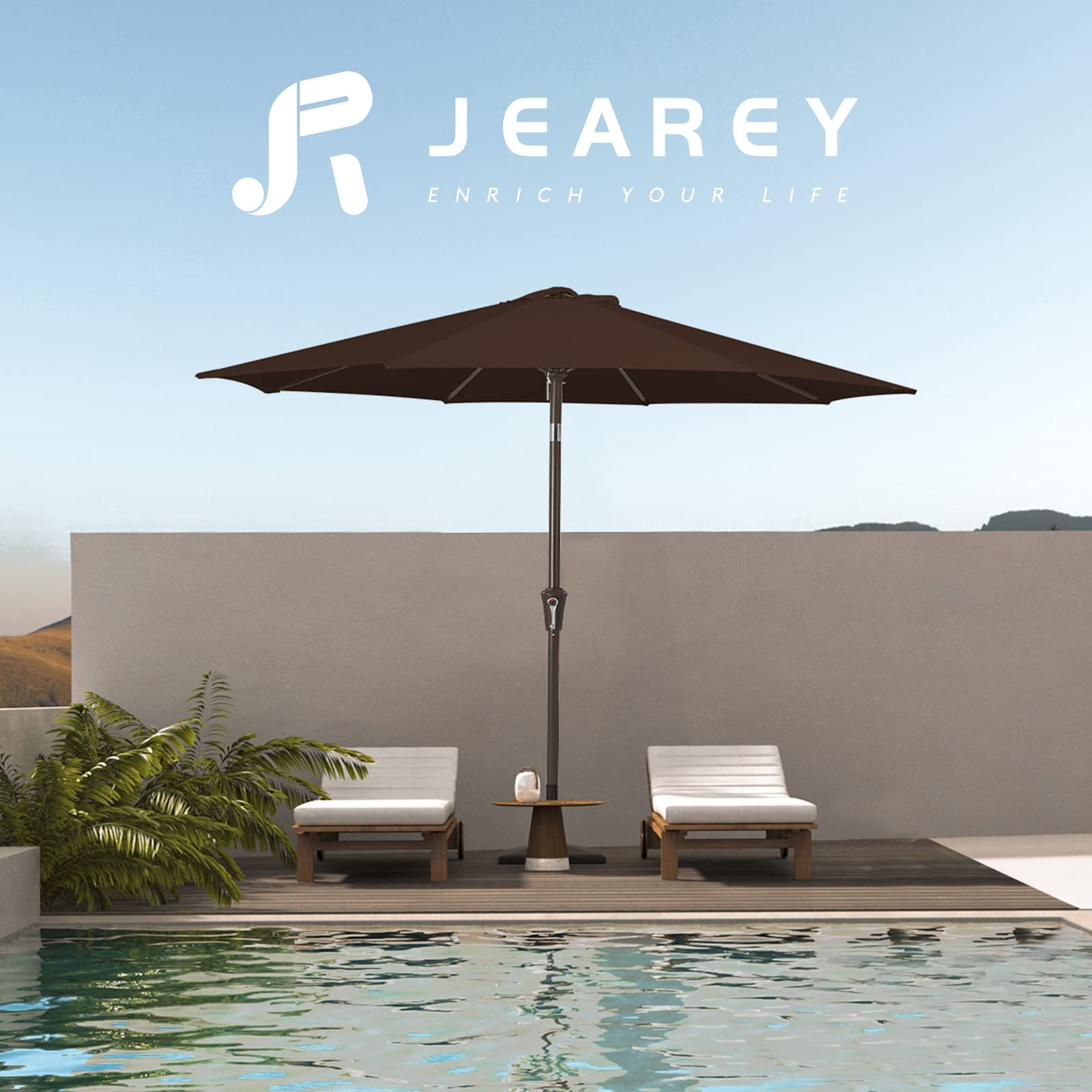 JEAREY comparación de tamaño 9FT junto a mesa para cobertura clara