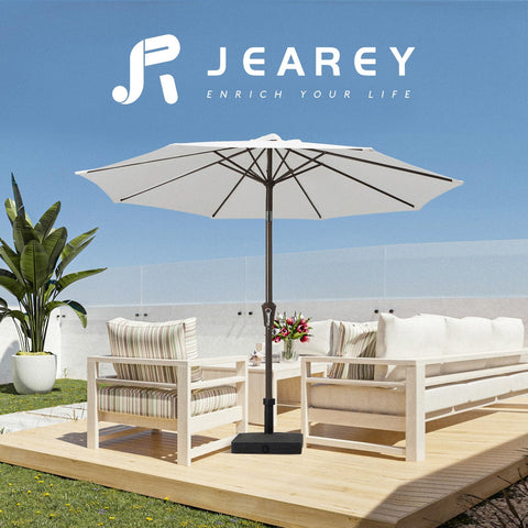 JEAREY sombrilla instalada en patio estilo de vida y comodidad